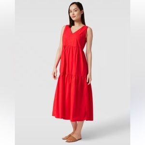 Hugo Boss Red Sleeveless V-Neck Maxi Dress